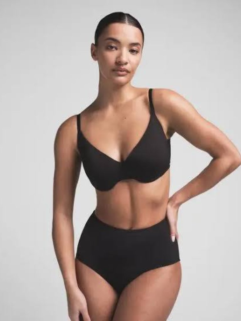 Skims Signature Swim Underwire Full Coverage Bikini Top Onyx Size 8 Euc